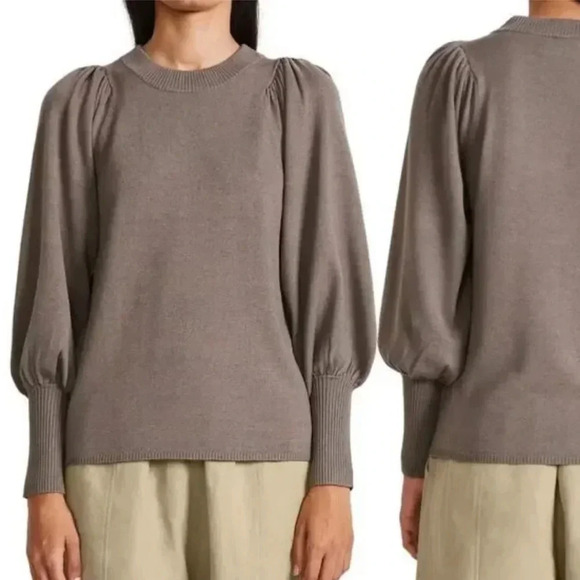 SALE- Apiece Apart Dewi Balloon Sleeve Merino Wool and Silk Blend Sweater Walnut - Picture 2 of 11